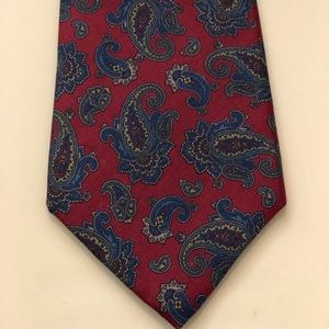 🌺 Stanford Executive Tie 100% Imported Red Paisley Silk Tie